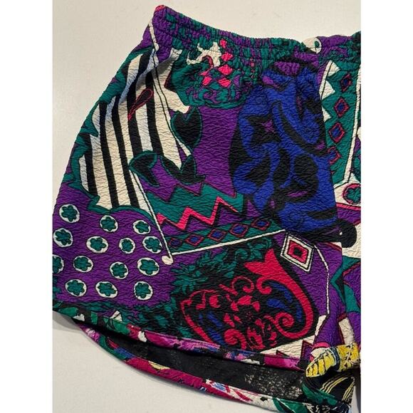 James Kidd Mixed Print Artsy Shorts Colorful Pull On Elastic Waist Textured Boho - Picture 4 of 5